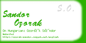 sandor ozorak business card